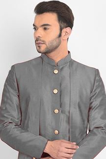 Picture of Majestic Grey Colored Designer Indo-Western Sherwani