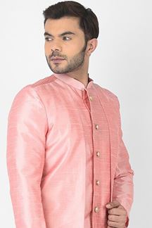 Picture of Magnificent Light Pink Colored Designer Indo-Western Sherwani