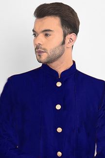 Picture of Marvelous Navy Blue Colored Designer Indo-Western Sherwani