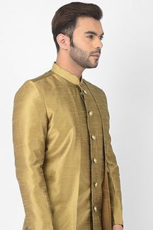 Picture of Elegant Light Brown Colored Designer Indo-Western Sherwani