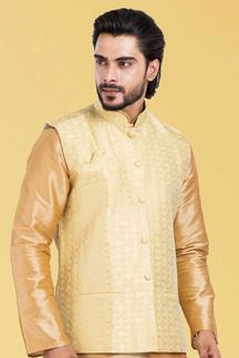 Picture of Charming Golden and Lemon Yellow Colored Designer Kurta Set