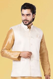 Picture of Vibrant Golden and White Colored Designer Kurta Set