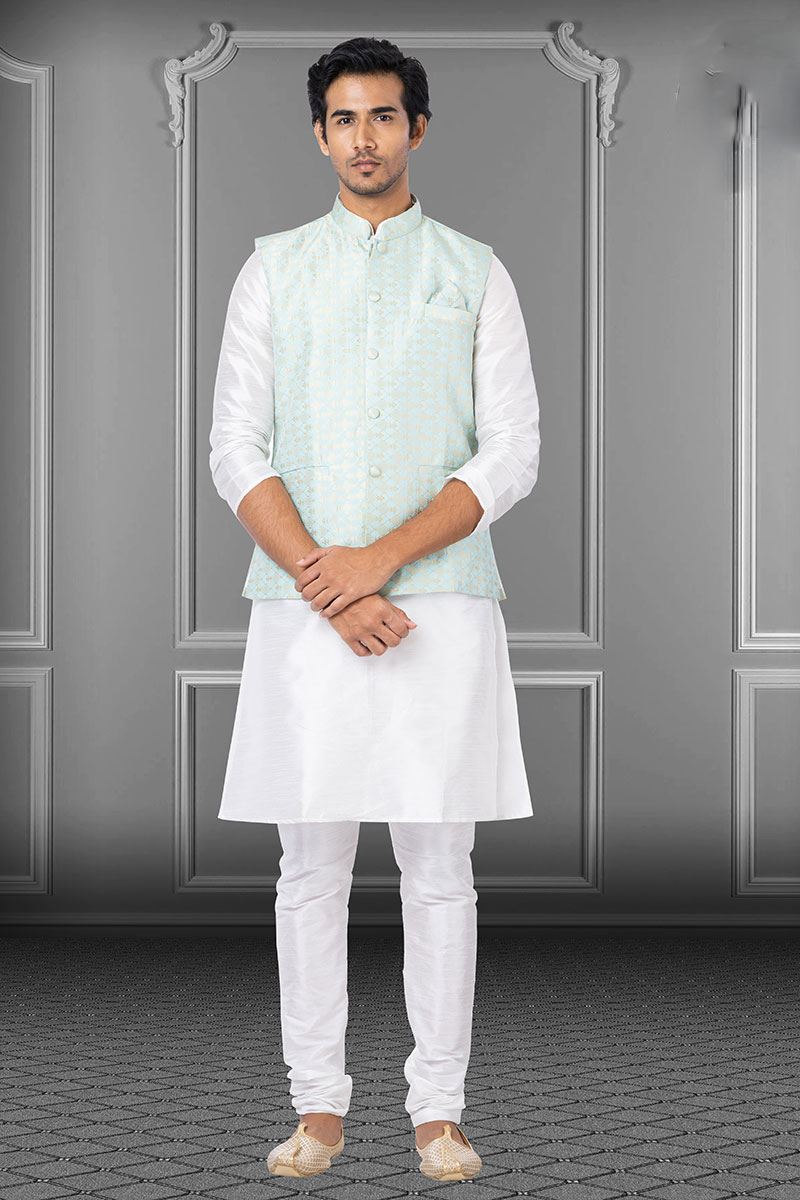 Green white sales kurta pajama
