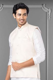 Picture of Impressive White and Cream Colored Designer Kurta Set