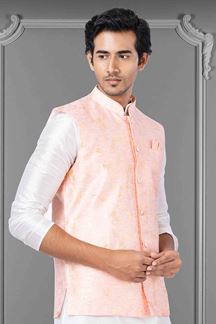 Picture of Amazing White and Pink Colored Designer Kurta Set