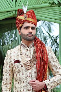 Picture of Classy Cream Colored Designer Sherwani