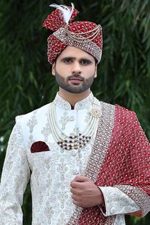 Picture of Majestic White Colored Designer Sherwani