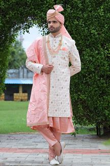 Picture of Appealing Off-White Colored Designer Sherwani
