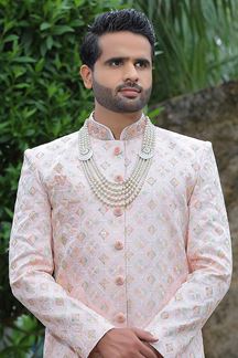 Picture of Magnificent Powder Pink Colored Designer Sherwani