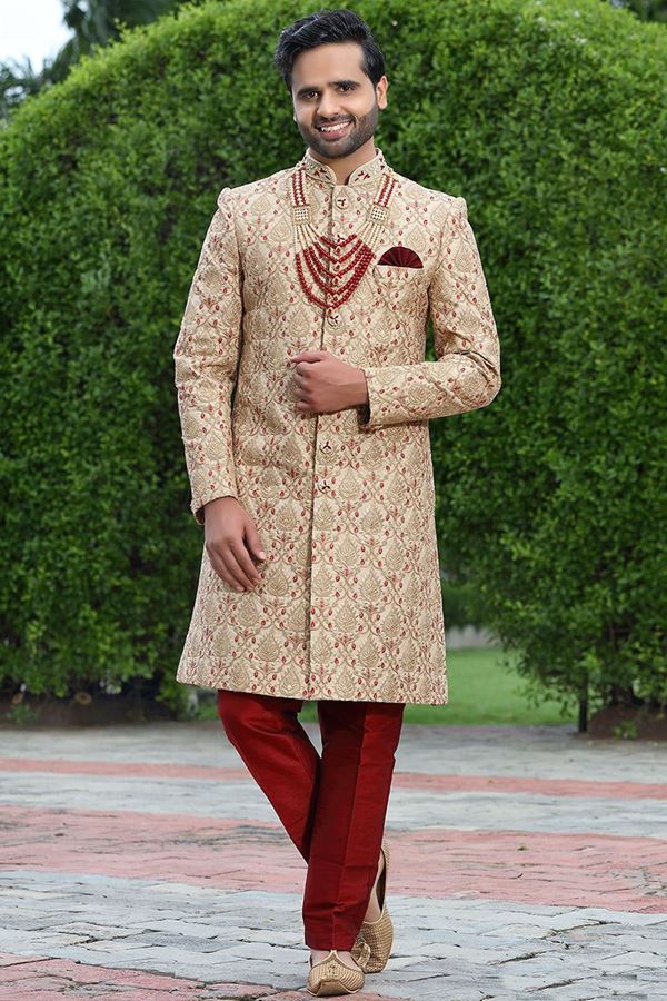 Picture of Marvelous Cream Colored Designer Sherwani