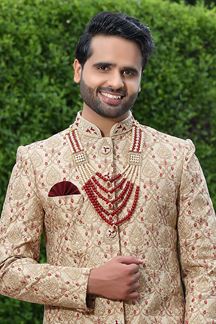 Picture of Marvelous Cream Colored Designer Sherwani