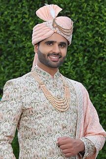 Picture of Dashing Off-White Colored Designer Sherwani