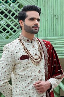 Picture of Captivating Off-White Colored Designer Sherwani