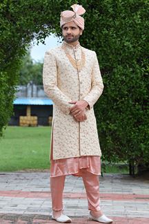 Picture of Charismatic Cream Colored Designer Sherwani