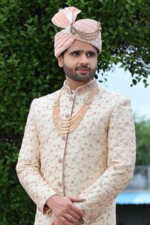 Picture of Charismatic Cream Colored Designer Sherwani