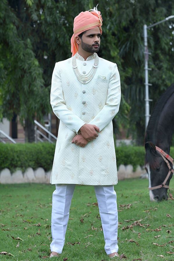 Picture of Exquisite Off-White Colored Designer Sherwani