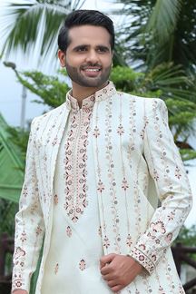 Picture of Exquisite Cream Colored Designer Sherwani