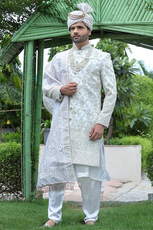 Picture of Classy Off-White Colored Designer Sherwani