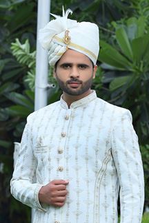 Picture of Appealing White Colored Designer Sherwani