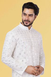 Picture of Amazing White Colored Designer Kurta Set