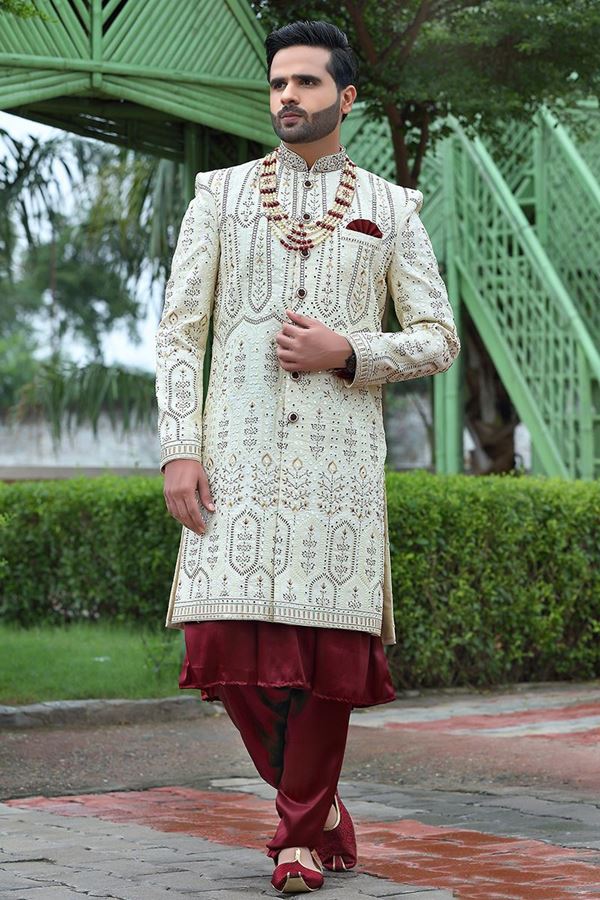 Picture of Marvelous Cream Colored Designer Sherwani