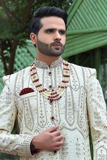 Picture of Marvelous Cream Colored Designer Sherwani