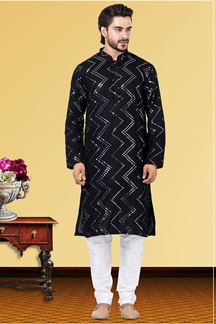 Picture of Awesome Black Colored Designer Kurta Set