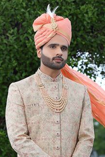 Picture of Fancy Powder Pink Colored Designer Sherwani