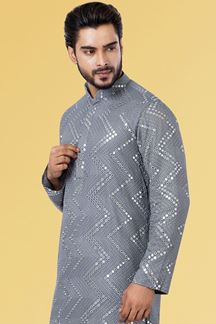 Picture of Impressive Grey Colored Designer Kurta Set