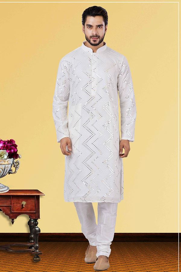 Picture of Delightful White Colored Designer Kurta Set