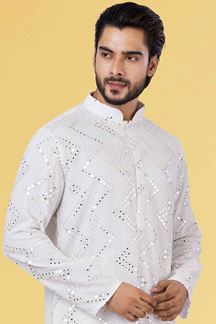 Picture of Delightful White Colored Designer Kurta Set