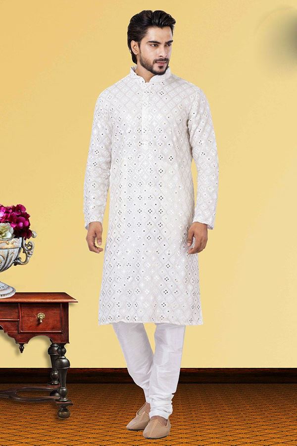 Picture of Artistic White Colored Designer Kurta Set