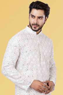 Picture of Artistic White Colored Designer Kurta Set