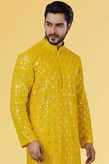 Picture of Enticing Mustard Colored Designer Kurta Set