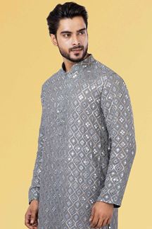 Picture of Aesthetic Grey Colored Designer Kurta Set