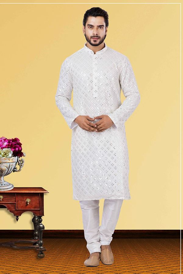 Picture of Exuberant White Colored Designer Kurta Set