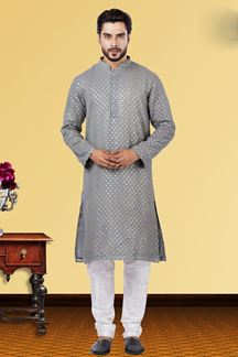 Picture of Classy Grey Colored Designer Kurta Set