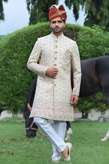 Picture of Spectacular Cream Colored Designer Sherwani