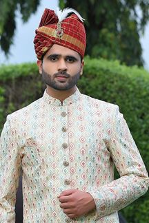 Picture of Spectacular Cream Colored Designer Sherwani