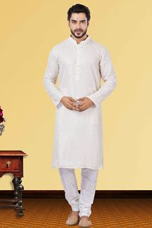 Picture of Majestic White Colored Designer Kurta Set