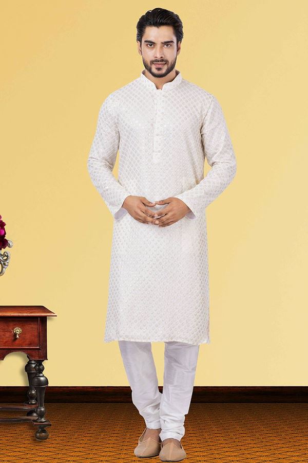 Picture of Majestic White Colored Designer Kurta Set