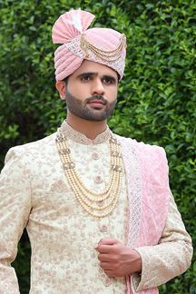 Picture of Vibrant Cream Colored Designer Sherwani