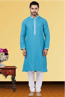 Picture of Marvelous Blue Colored Designer Kurta Set