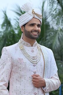 Picture of Awesome Powder Pink Colored Designer Sherwani