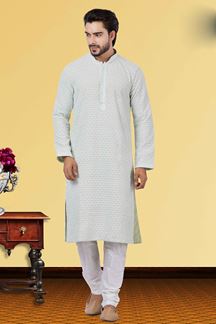 Picture of Dashing Sea Green Colored Designer Kurta Set