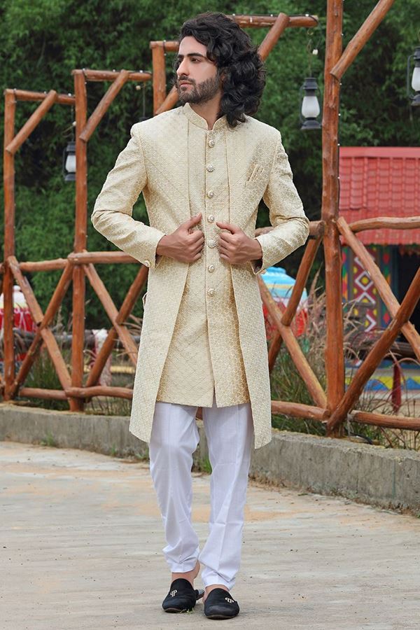 Picture of Charming Cream Colored Designer Sherwani