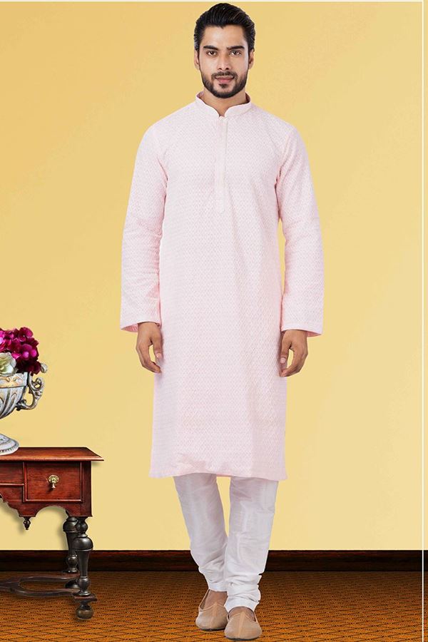 Picture of Captivating Light Pink Colored Designer Kurta Set