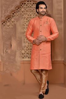 Picture of Majestic Orange Colored Designer Sherwani