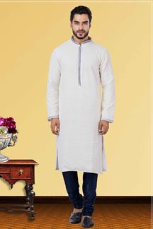 Picture of Spectacular Off-White Colored Designer Kurta Set