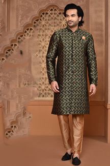Picture of Appealing Bottle Green Colored Designer Sherwani